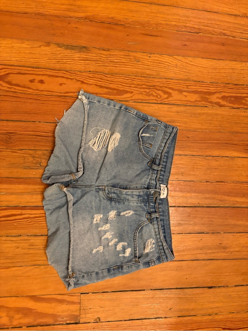 RD Style Light Blue Distressed Denim Shorts